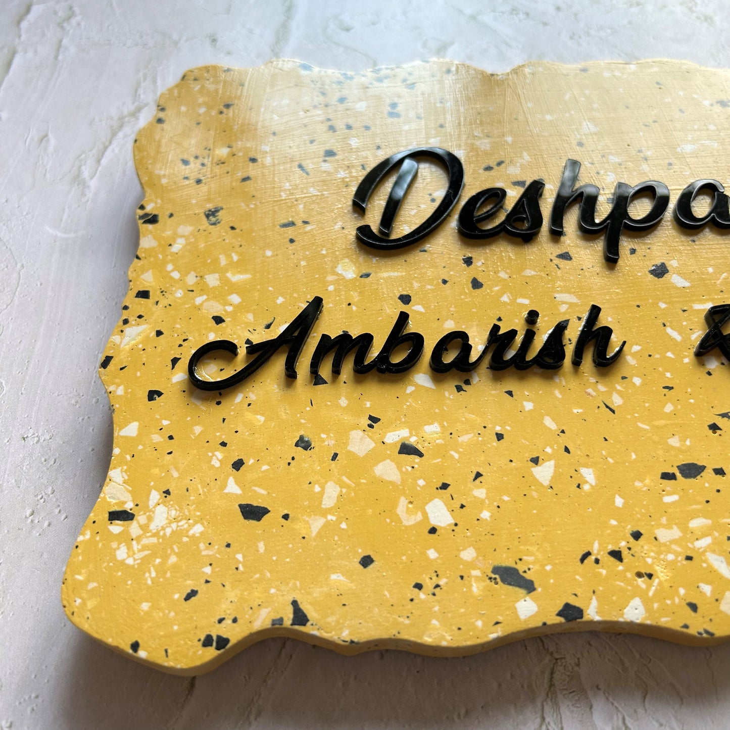 Terrazzo Nameplate - Mustard Yellow
